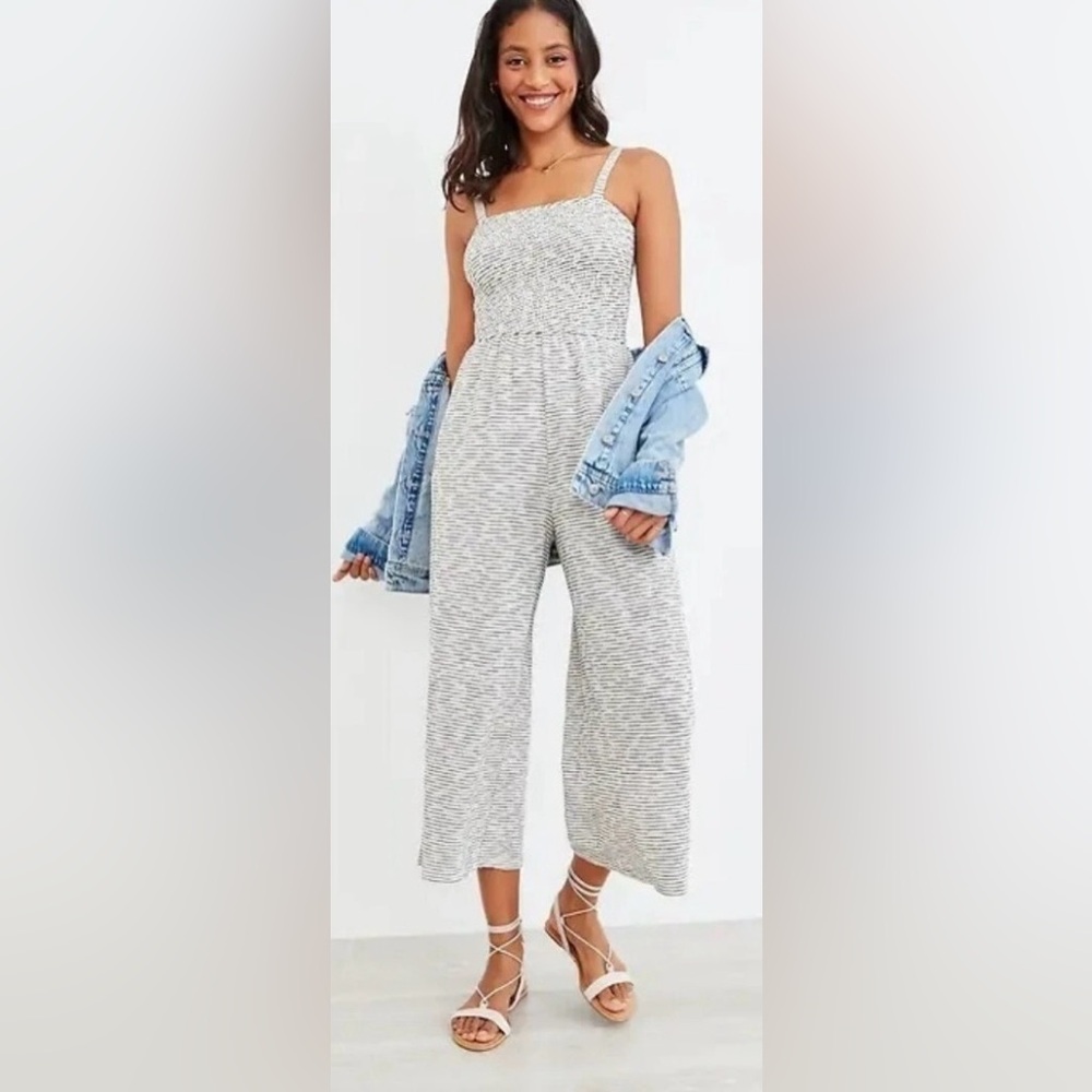 Old Navy Smocked Top Textured Stripes Wide Leg Cami Romper szXS